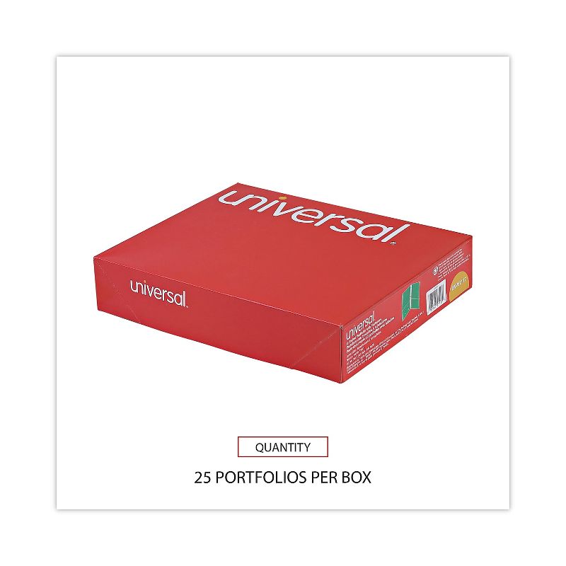 Universal Two-Pocket Portfolios w/Tang Fasteners 11 x 8-1/2 Green 25/Box 57117, 2 of 9
