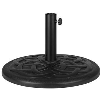 Flash Furniture Universal Black Cement Patio Umbrella Base with Weatherproof Plastic Polymer Coating - 19.25" Diameter