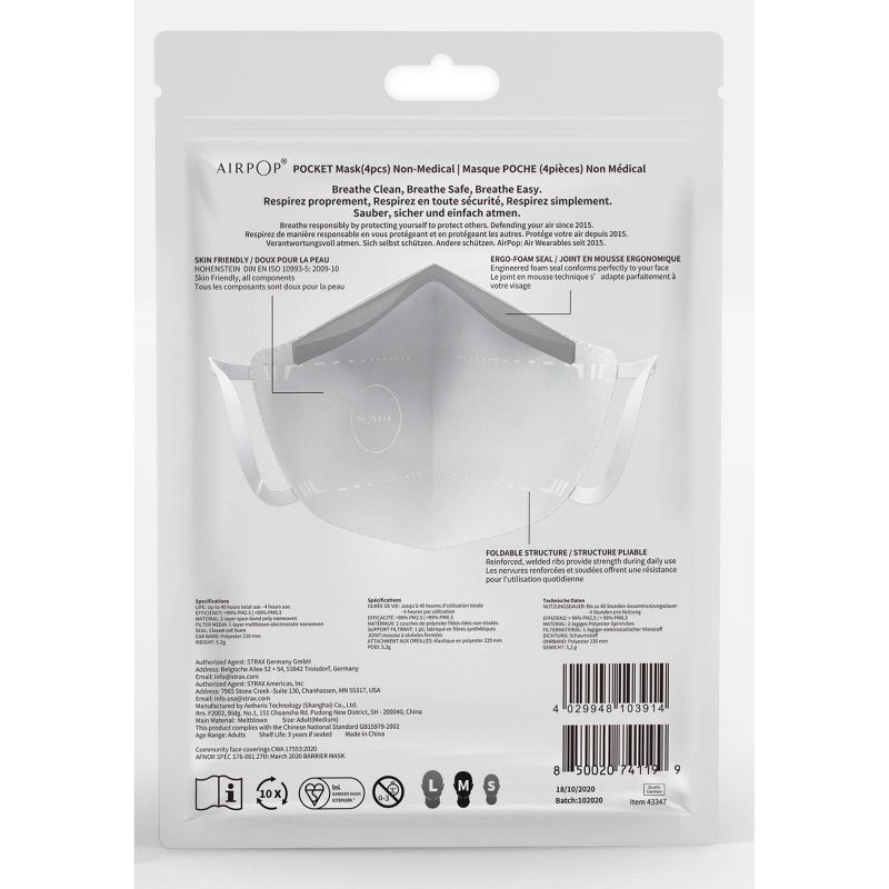 AirPop Pocket KN95 Facemask - White, 3 of 12