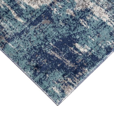 Blue and Gray Abstract 5' x 7' Synthetic Area Rug