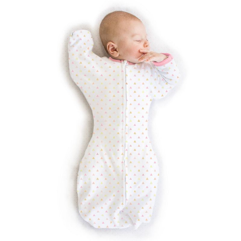 SwaddleDesigns Swaddle Sack Wearable Blanket - Pink Tiny Triangles - S - 0-3 Months, 1 of 9