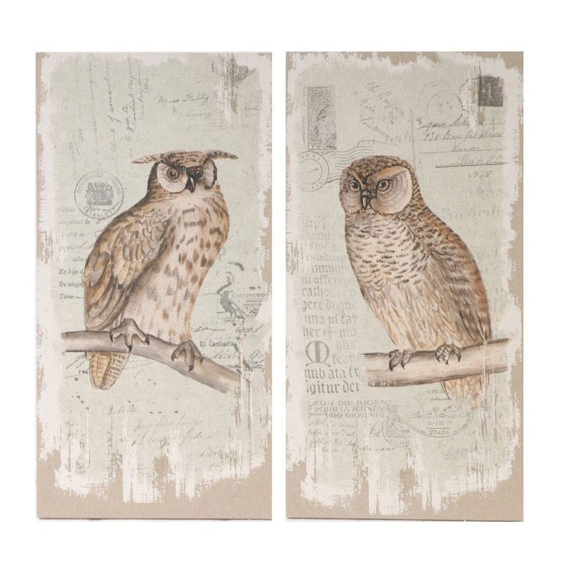 38.5&#34;x20&#34; Set of 2 Lilith Owl Print Wall Arts Brown - A&#38;B Home, 1 of 5