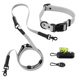 THE LICKER STORE Luna 8FT Adjustable 6-in-1 Waterproof Hands-Free Leash and Collar with LED Flashlight, Bag Dispenser, and Poop Bag Holder - 1 of 4