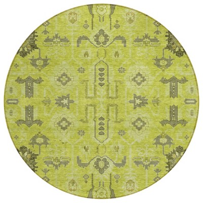 Artichoke Green And Fern Green Oriental Washable Indoor Outdoor Area Rug