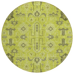Artichoke Green And Fern Green Oriental Washable Indoor Outdoor Area Rug - 1 of 4