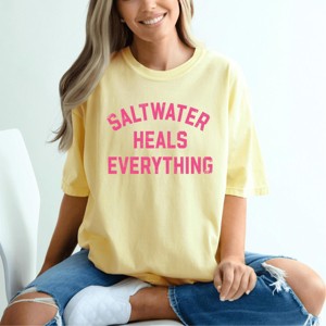 Simply Sage Market Saltwater Heals Everything Arched Garment Dyed Tee - 1 of 4