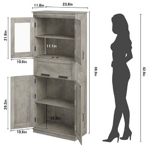 66.9" Pantry Cabinet with Drawer, Kitchen Storage Buffet Cabinet with 4 Shelves, Freestand Storage Cabinet - 1 of 4