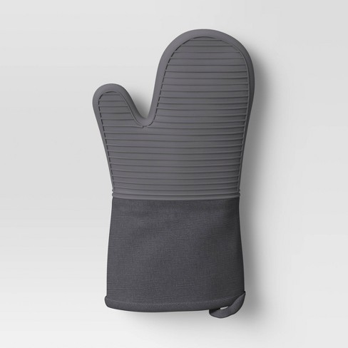 Sur La Table Silicone Striped Oven Mitt, Gray