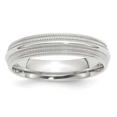 Black Bow Jewelry 5mm 10K White or Yellow Gold Double Milgrain Edge Comfort Fit Band