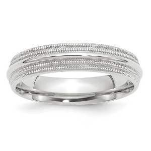 Black Bow Jewelry 5mm 10K White or Yellow Gold Double Milgrain Edge Comfort Fit Band - 1 of 4