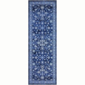 Vintage Washable Area Rug - Low Pile Non-Slip Carpet with Rubber Backing, Distressed Pattern for Living Room, Bedroom & Home Office - 1 of 4