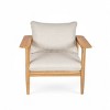Outdoor Acacia Wood Lounge Chair with Beige Cushions,Wide Backrest and Armrests–The Pop Home - 2 of 4
