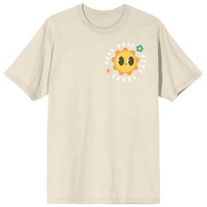 Sunny Days Cartoon Sun for Earth Day Adult Natural Short Sleeve Crew Neck Tee - 1 of 3
