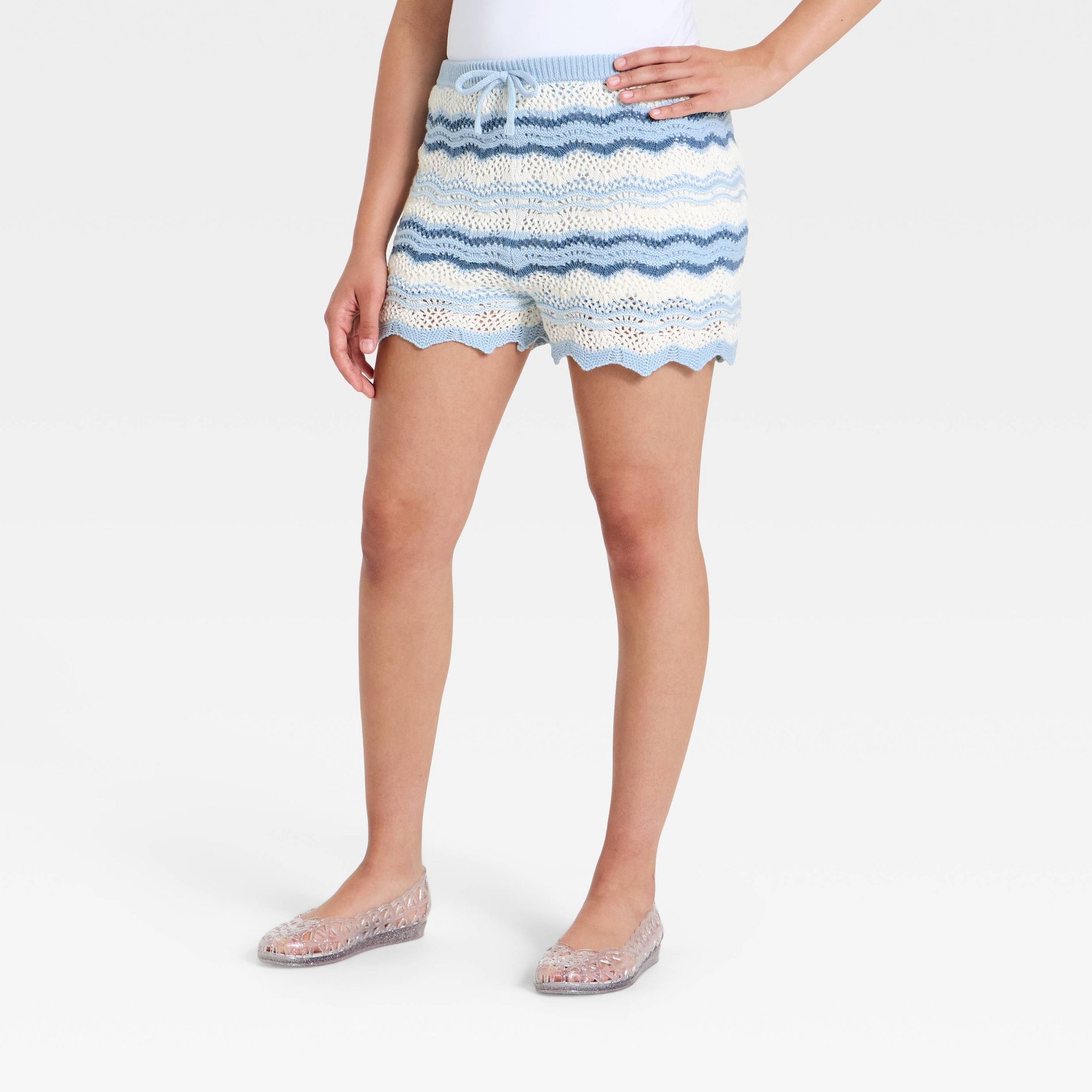 Girls' Open Work Sweater Shorts - art class™