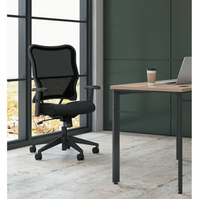 ErgoComfort High-Back Black Mesh Swivel Task Chair with Adjustable Arms