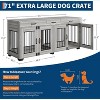 Acekool Double Dog Crate Furniture, 71" Heavy Duty Indoor Dog Kennel with Divider, 3 Drawers & Tabletop, for Small/Medium Breeds - 2 of 4