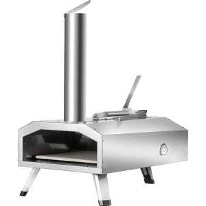 VEVOR Portable Outdoor Oven, 12-inch Pizza Oven, Pellet & Chips & Charcoal Tri-Fuel, Stainless Steel Pizza Grill - 1 of 4