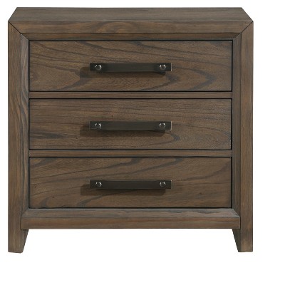 Dark Walnut Finish Nightstand of 3 Drawers Classic Design Bedroom Furniture 1pc