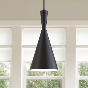 DORESshop 1-Light Cone Matte Black Island Pendant Light Minimalist Modern Nordic Chandelier for Cafe,Bar Hotel,Restaurant,Kitchen - 1 of 4