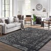 Washable Vintage Floral Distressed Rug Non Slip Low Pile Rug Soft Throw Floor Cover Foldable Indoor Carpet for Living Room Bedroom Playroom Nursery - 2 of 4