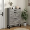 NicBex Shoe Cabinet with Drawer Industrial Shoe Storage Cabinet with 2 Flip Doors and Metal Legs for Entryway,Hallway - 2 of 4