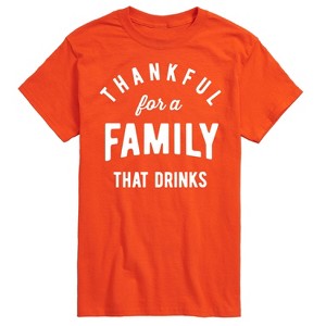 Men's - Instant Message - Thankful For A Family That Drinks Short Sleeve Graphic T-Shirt - 1 of 4