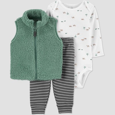 Image of Baby Boys' Camels Sherpa Vest Top & Bottom Set - Just One You® made by carter's Green