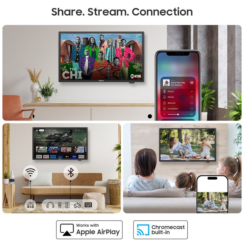 SYLVOX Smart RV TV, 24'' 12 Volt TV for RV Camper, Newest Google TV with Google Assitant App Store Chromecast, 1080P FHD DC/AC Powered Small Smart TV, 3 of 12