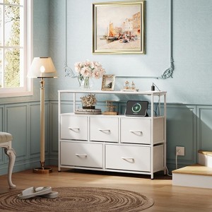 Dresser TV Stand, Entertainment Center with Fabric Drawers Unit, Media Console Table for Bedroom, Entryway, Living Room - 1 of 4