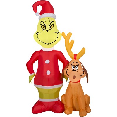 Grinch Christmas Airblown Inflatable w/Max, 4 ft Tall, Red