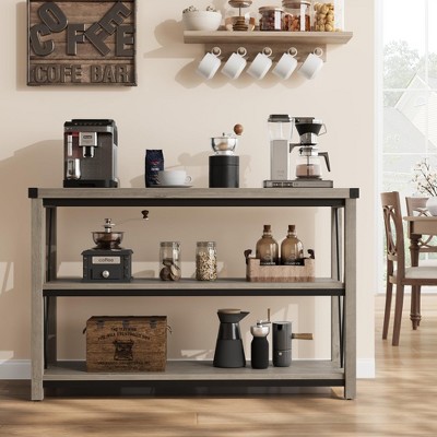 Farmhouse Entryway Table,47 Inch Narrow Long Console Table with Storage, 3 Tier Wood Console Table