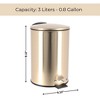 Evideco French Home Goods Brushed Gold Waste Basket Soft Close Lid 3 Liters / 0.8 Gal - 3 of 4
