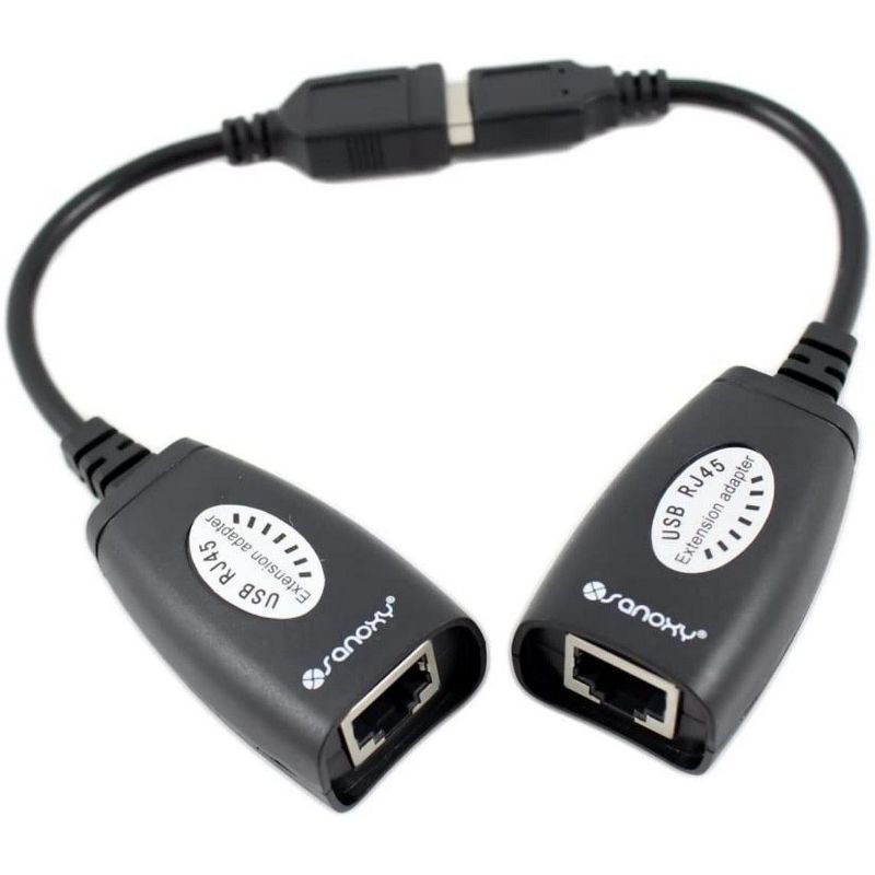 Sanoxy USB to Cat5/5e/6 Extension Cable Adapter Set w/RJ45 Ethernet, 1 of 5