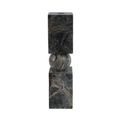 Marble Candle Holder - Contemporary Decorative Stone Taper Stand - Modern Accent for Home, Office, Living Room, Bedroom - 12" Green