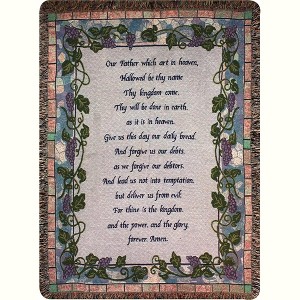 The Lord’s Prayer Woven Throw – 50x60 Inch Cotton by Manual Woodworkers and Weavers - 1 of 3