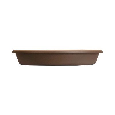 HC Companies Indoor Outdoor Classic Plastic 24 Inch Round Plant Flower Pot Planter Deep Saucer Drip Tray, Fits 24 Inch Pot, Chocolate Brown