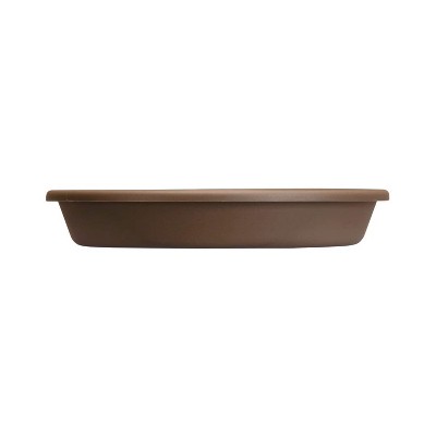 HC Companies Indoor Outdoor Classic Plastic 24 Inch Round Plant Flower Pot Planter Deep Saucer Drip Tray, Fits 24 Inch Pot, Chocolate Brown