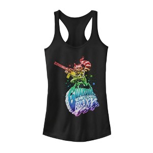 Juniors Womens Marvel Guardians of the Galaxy Rainbow Rocket Racerback Tank Top - 1 of 4