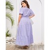 BLUEMING Summer Maxi Dress for Plus Size Women Tie Wasit Surplice Dress Flutter Sleeve A-Line Dress - 2 of 4