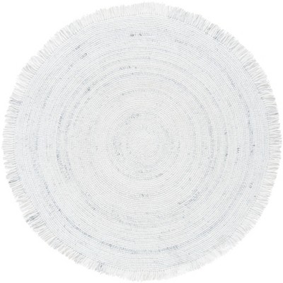 59" Gray Synthetic Round Braided Handmade Washable Rug