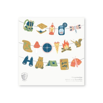 Jollity & Co. - Camp Explorer Adventure Themed Garland - Pack of 16 Die-Cut Pieces and Hanging Twine