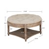 FURNIinspire Ottomans And Benches Large Round Waterproof Ottoman Coffee With Wooden Shelf Storage, Ottoman Linen, Beige, 31.49"*31.49"*18.50" - 3 of 4