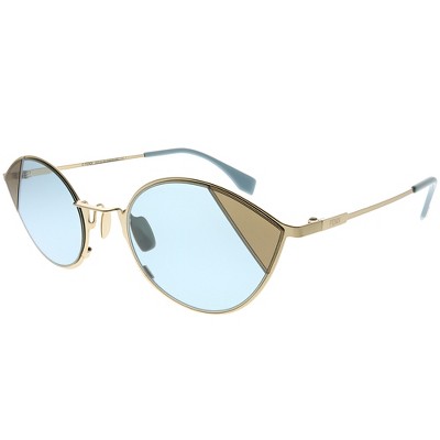 Fendi Cat-Eye FF 0342 QWU 1P Womens Cat-Eye Sunglasses Gold Azure 51mm