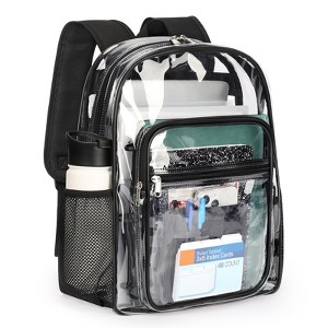 Clear Backpack Heavy Duty for School Transparent PVC Bag Reinforced Straps for Men, Women, Boys & Girls - 1 of 4