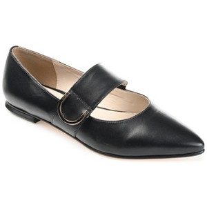 Journee Signature Womens Genuine Leather Emerence Loafer Pointed Toe Slip On Flats Black 6.5 - 1 of 4