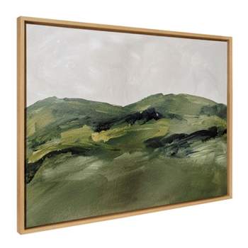 28" x 38" Sylvie Green Mountain Landscape Framed Canvas by Amy Lighthall Natural - Kate & Laurel All Things Decor