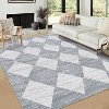 10x13 Washable Area Rug, Non-Slip, Non-Shedding Indoor, Trellis Print, Low Pile, Foldable for Bedroom, Living Room, Kids Room, Grey - 2 of 4