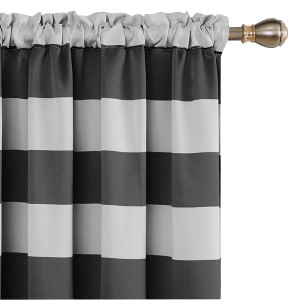 Deconovo Striped Thermal Room Darkening Rod Pocket Curtains (2 Panels) - 1 of 4