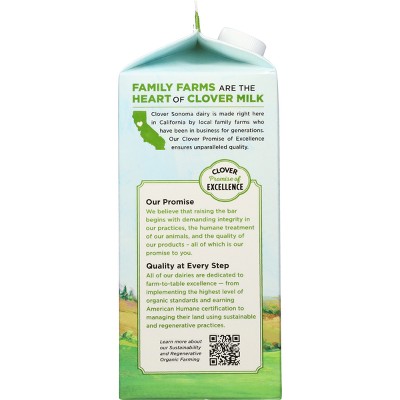 Clover Sonoma UHT Organic Pasture Raised Lactose Free 2% Milk - 0.5gal