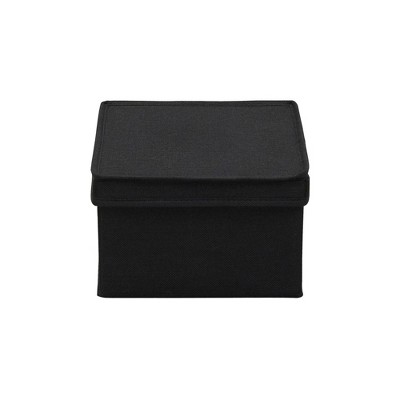 Medium Black Fabric Storage Bins with Lids, Set of 2